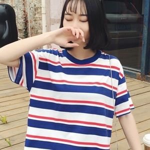 Red,white and blue striped vintage 90’s shirt